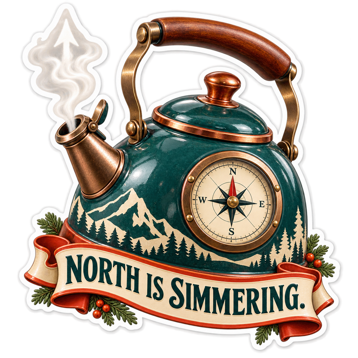 Green Compass Kettle Mountain Art Vinyl Decal Stickers
