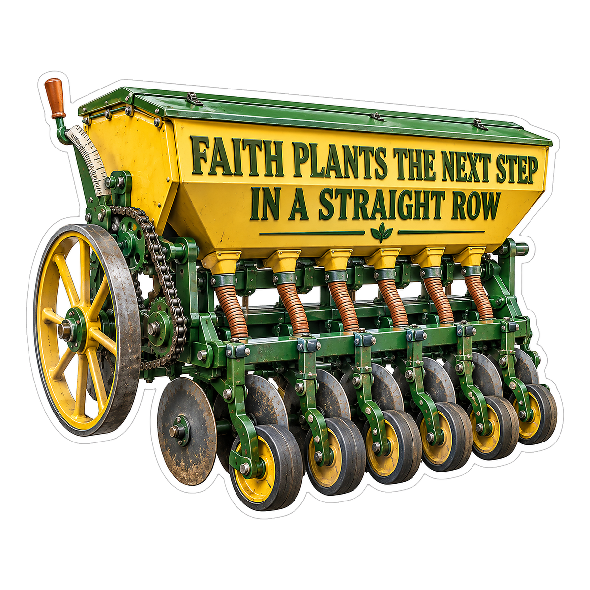 Faith Yellow Green Seed Drill Art Vinyl Decal Stickers