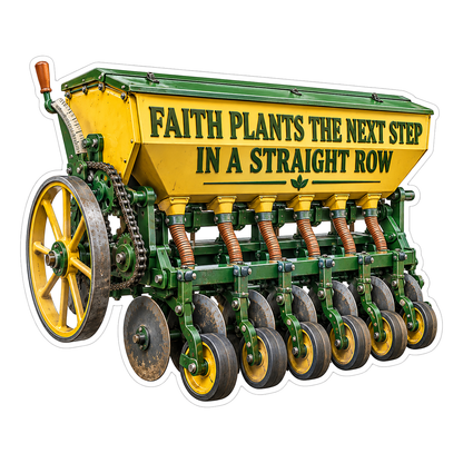 Faith Yellow Green Seed Drill Art Vinyl Decal Stickers
