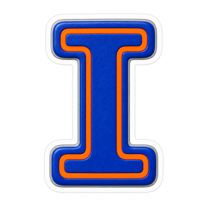 Blue Orange Line Letter I Art Vinyl Decal Stickers