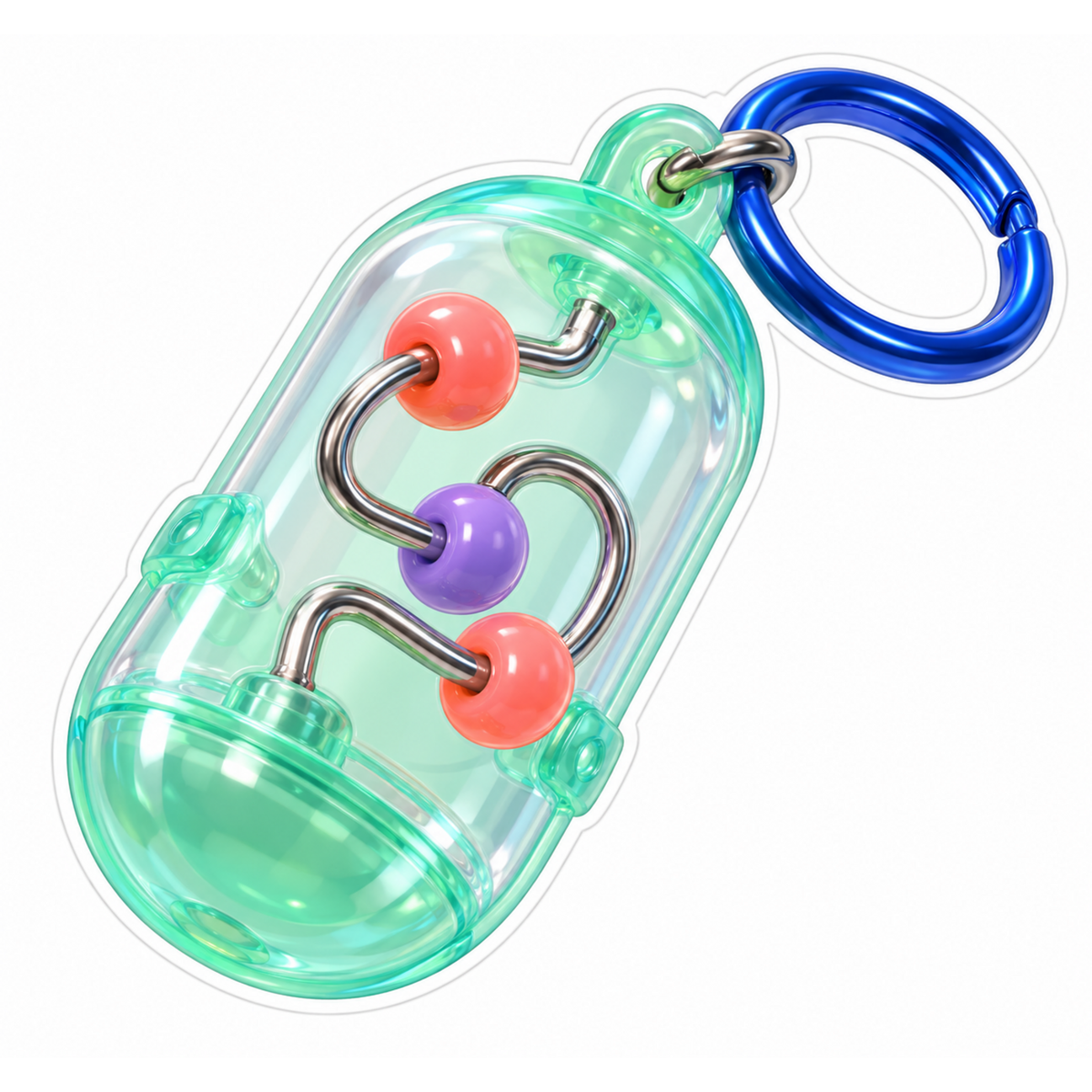 Mint Capsule Bead Maze with Blue Key Ring Vinyl Decal Stickers