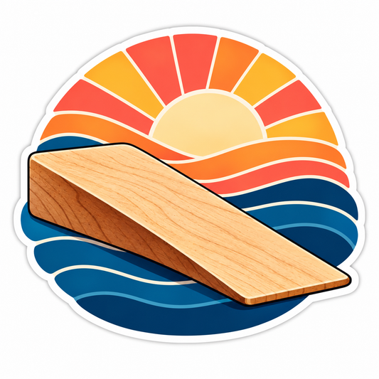 Wooden Wedge with Ocean Sunset Vinyl Decal Stickers