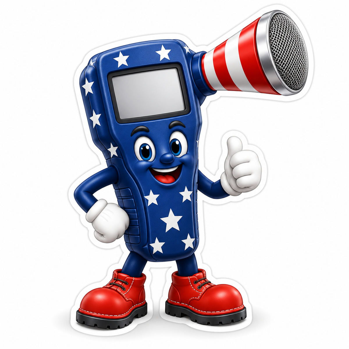Patriotic Screen Mascot with Striped Horn Vinyl Decal Stickers