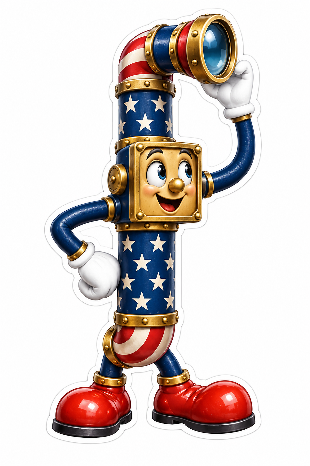 Smiling Patriotic Periscope Mascot Vinyl Decal Stickers