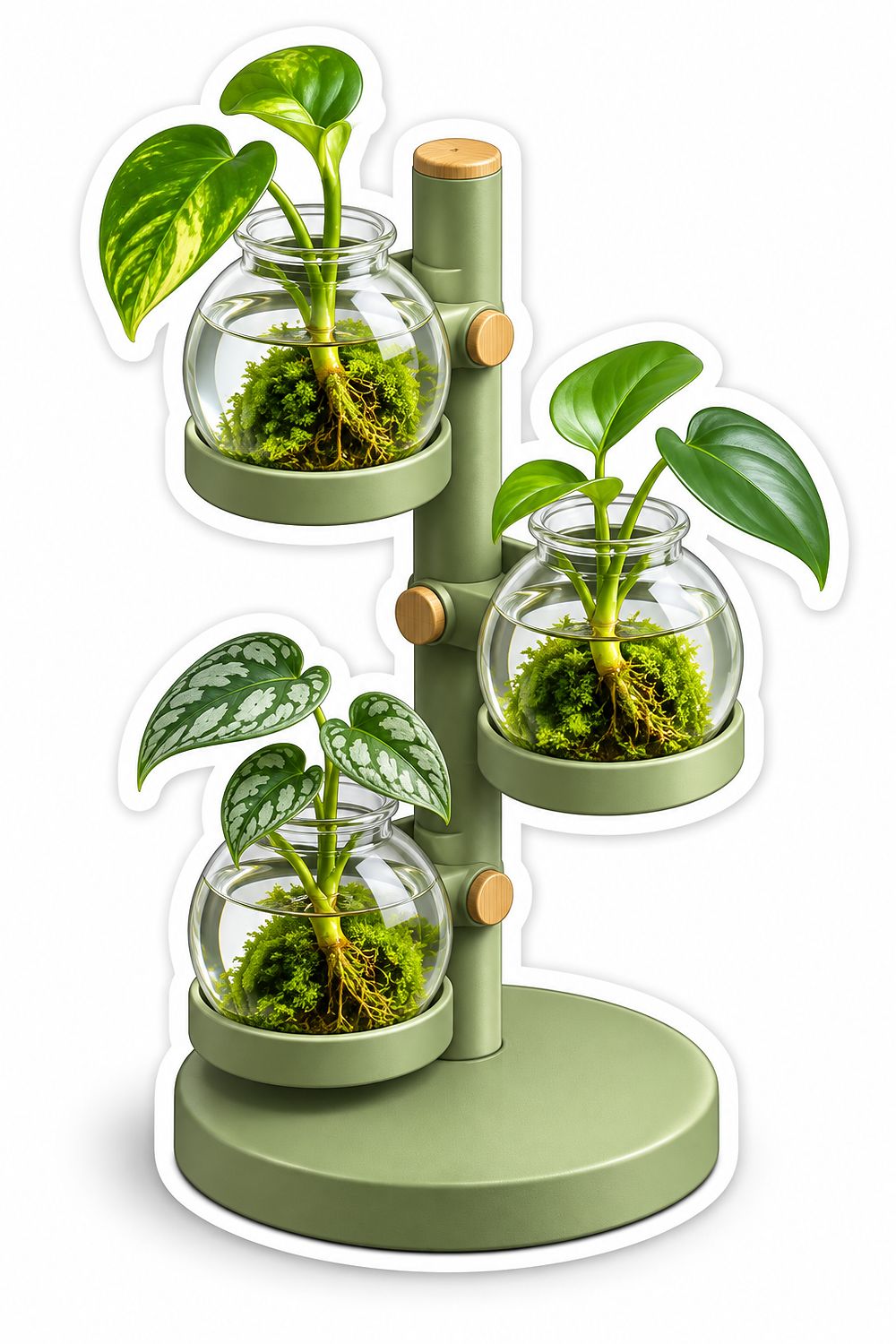 Three Glass Plant Globes on Sage Stand Vinyl Decal Stickers