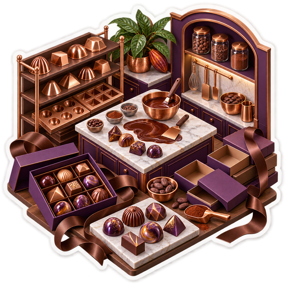 Chocolate Molds and Sweets on Copper Worktop Vinyl Decal Stickers