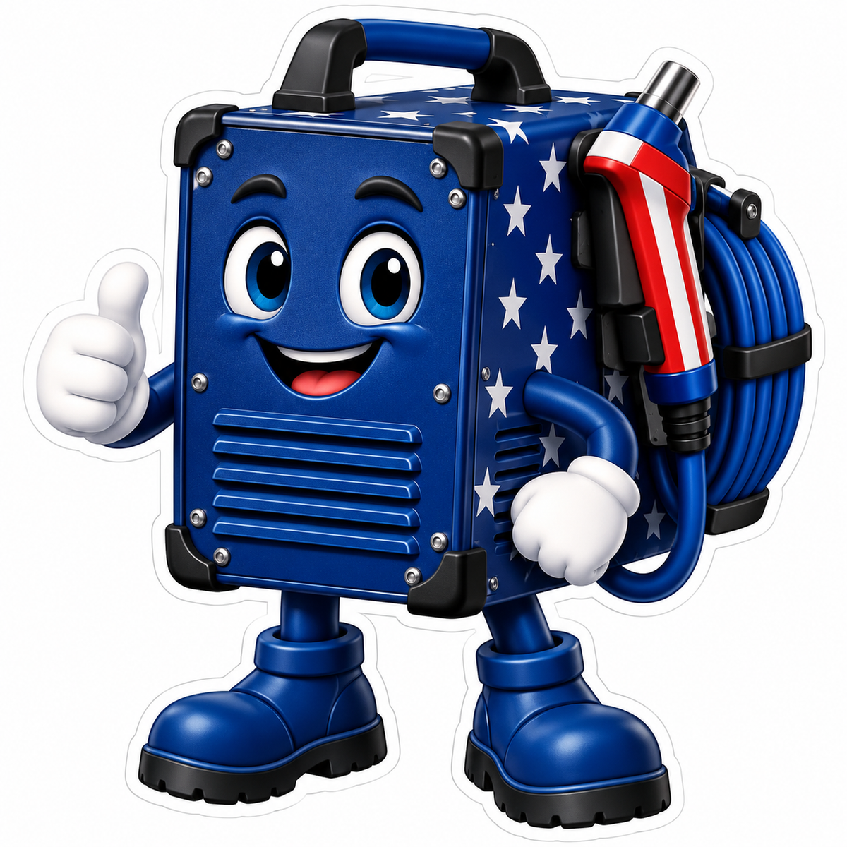Patriotic Portable Stud Welder Character Art Vinyl Decal Stickers