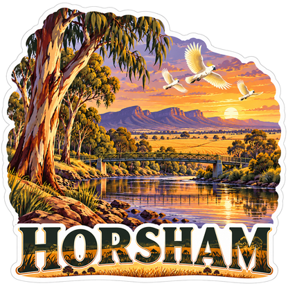 Horsham River Sunset Flying Birds Vinyl Decal Stickers