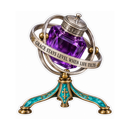 Grace Purple Ink Bottle in Gold Rings Art Vinyl Decal Stickers