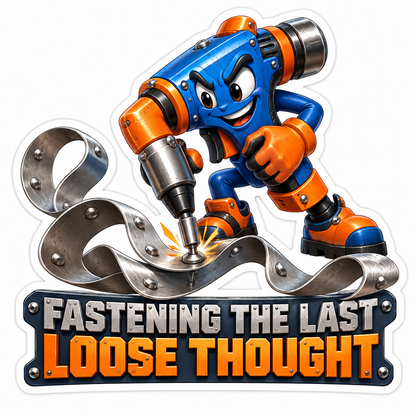 Blue Rivet Tool Mascot Joining Curved Metal Vinyl Decal Stickers