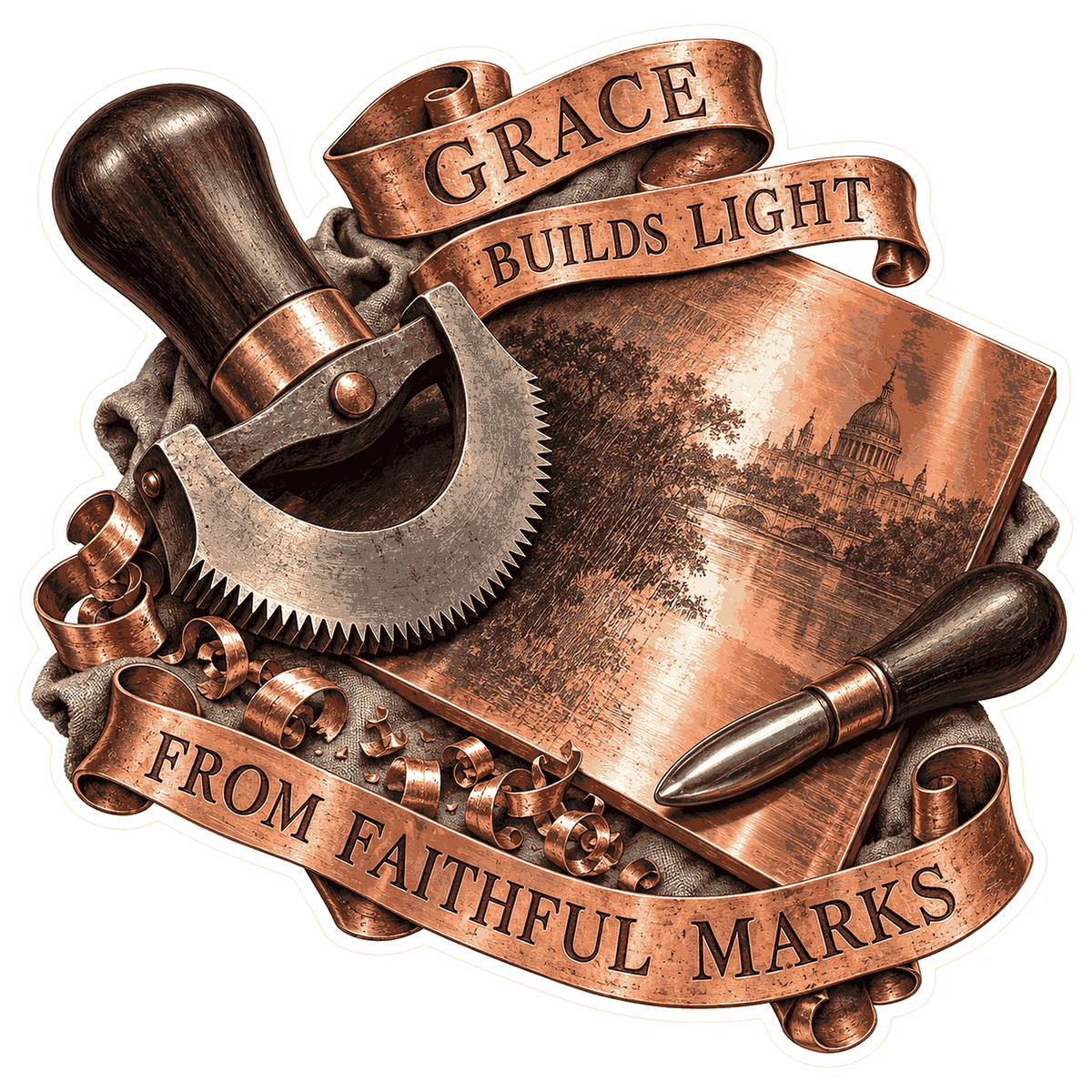 Grace Copper Plate and Engraving Tools Art Vinyl Decal Stickers