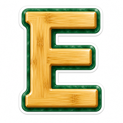 Bamboo Grain Jade Border Letter E Vinyl Decal Stickers