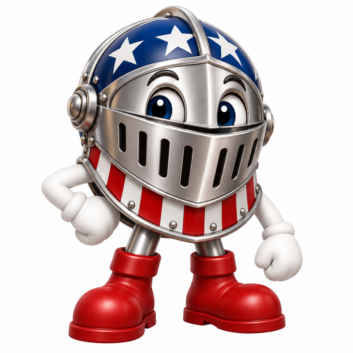 Patriotic Silver Knight Helmet Character Art Vinyl Decal Stickers