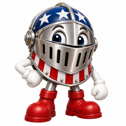 Patriotic Silver Knight Helmet Character Art Vinyl Decal Stickers