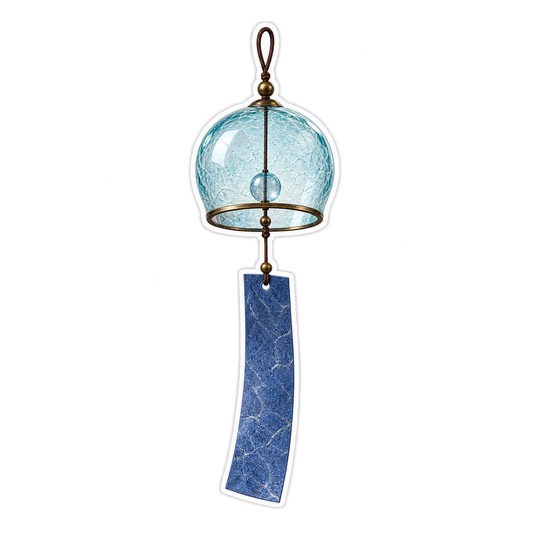 Blue Glass Bell Hanging Chime Art Vinyl Decal Stickers