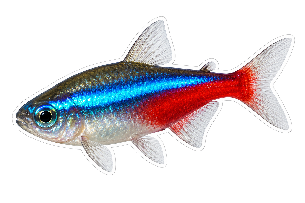 Blue and Red Neon Fish Art Vinyl Decal Stickers