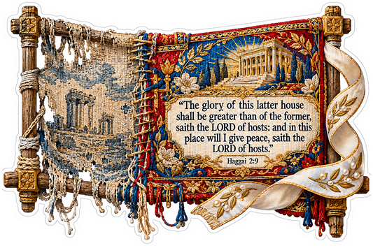 Ornate Temple Tapestry Glory Bible Verse Art Vinyl Decal Stickers