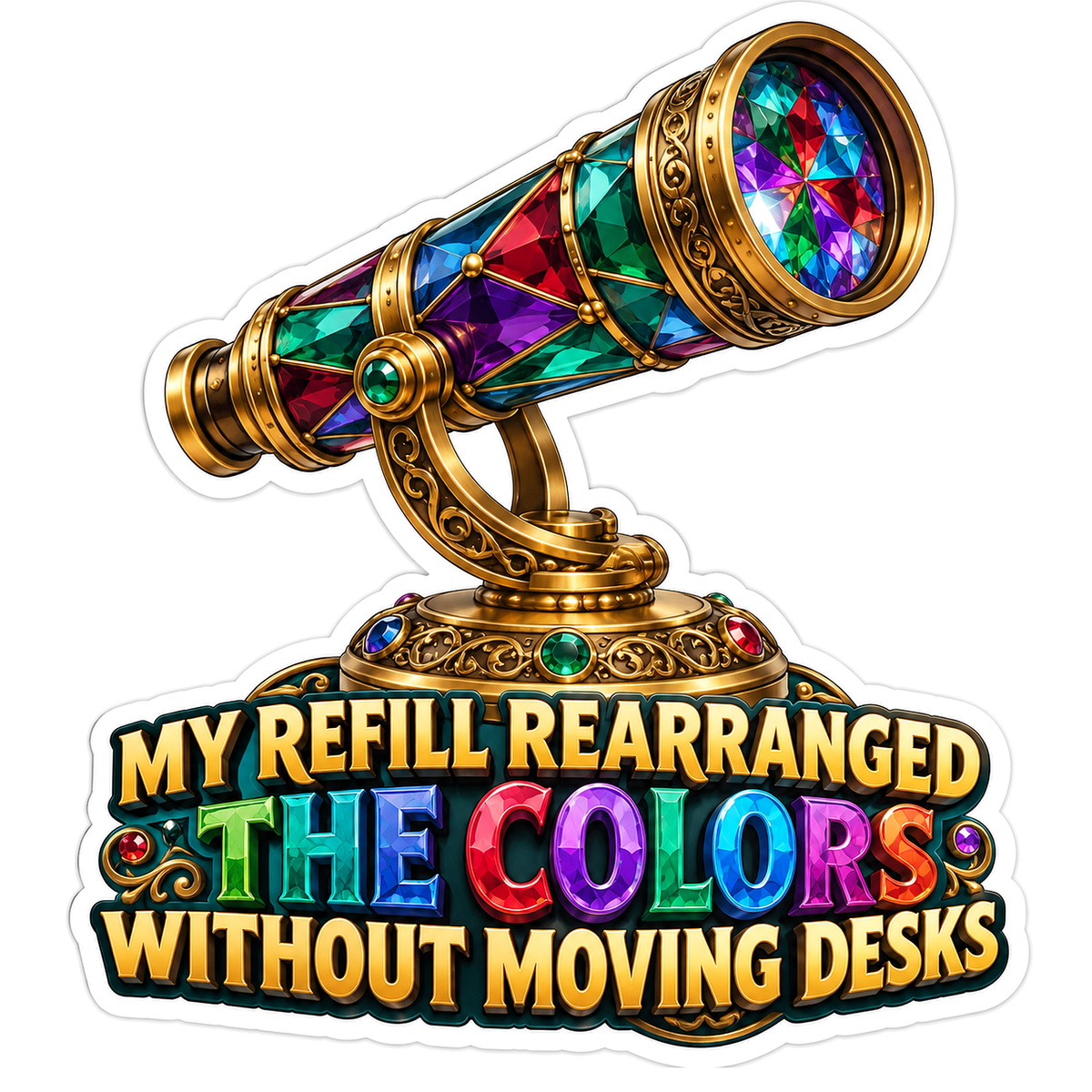 Brass Kaleidoscope With Colorful Glass Art Vinyl Decal Stickers
