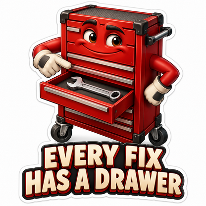 Red Tool Chest Character Opening Wrench Drawer Vinyl Decal Stickers