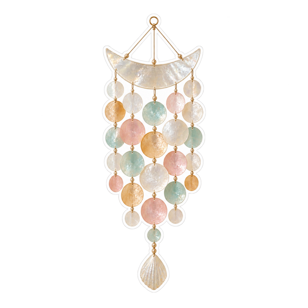 Pastel Shell Cascade Wind Chime Art Vinyl Decal Stickers