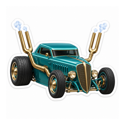 Tuning Fork Teal Hot Rod Art Vinyl Decal Stickers