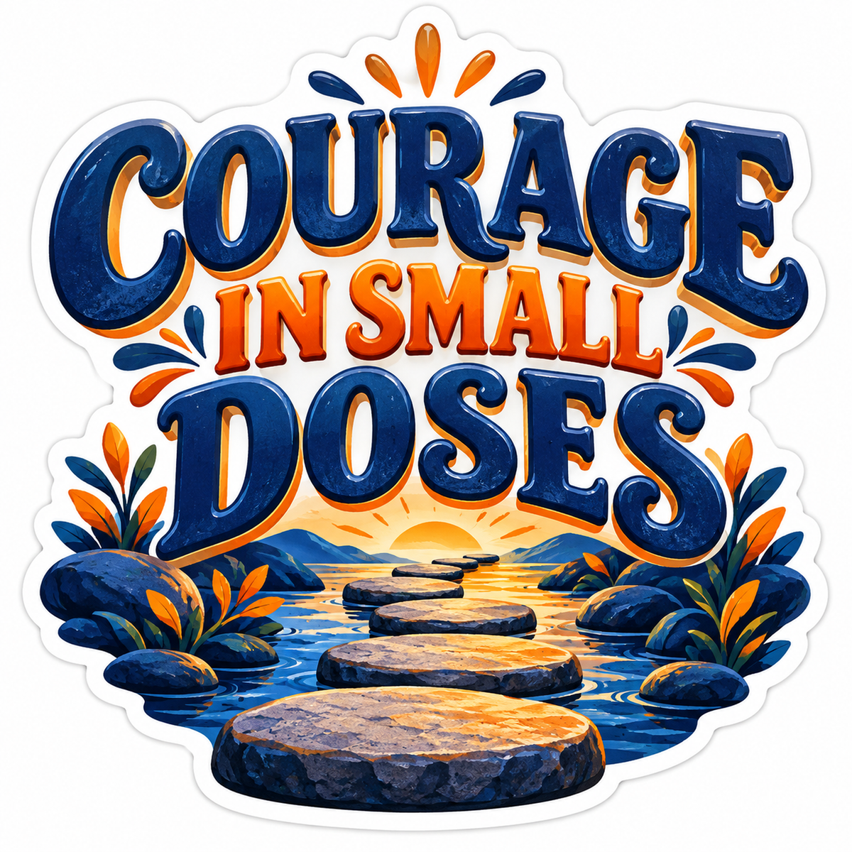 Blue Orange Courage Stepping Stone Art Vinyl Decal Stickers