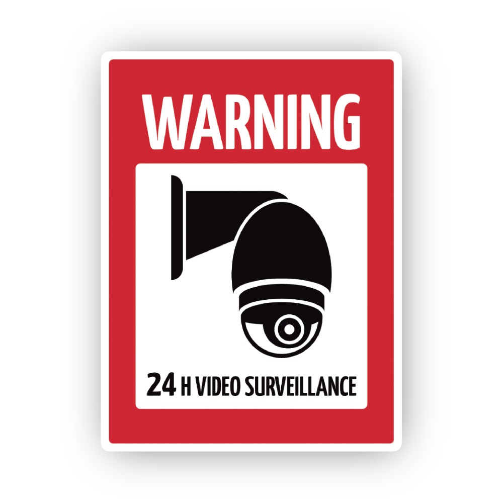Red Warning Dome Camera Portrait Vinyl Decal Stickers