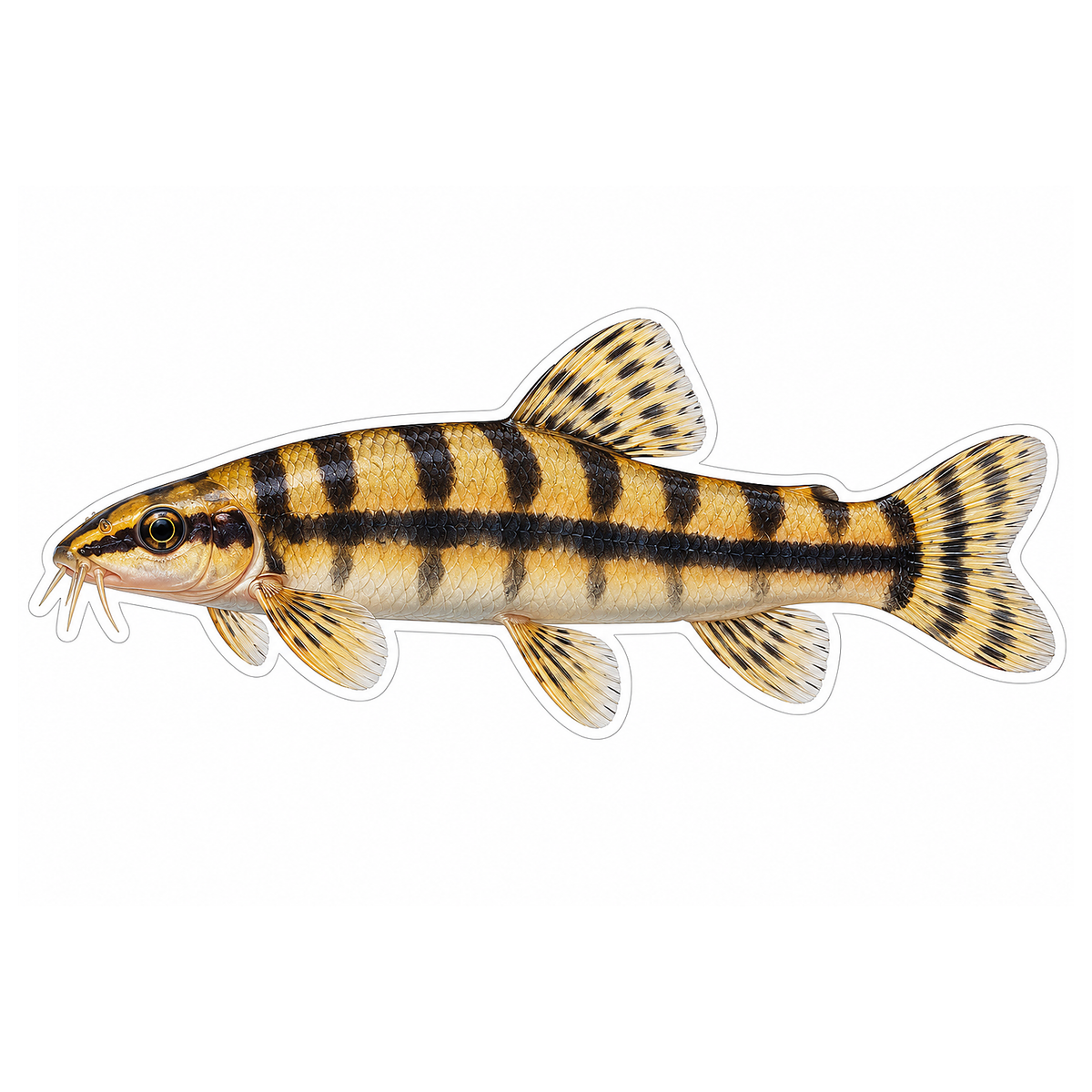 Golden Loach with Black Zebra Bars Vinyl Decal Stickers