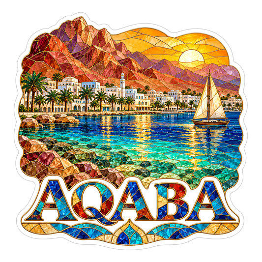 Aqaba Stained Glass Sea Travel Art Vinyl Decal Stickers