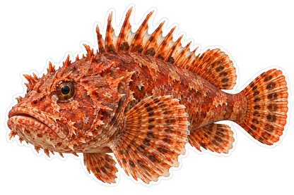 Orange Spiny Fish with Fringed Chin Art Vinyl Decal Stickers