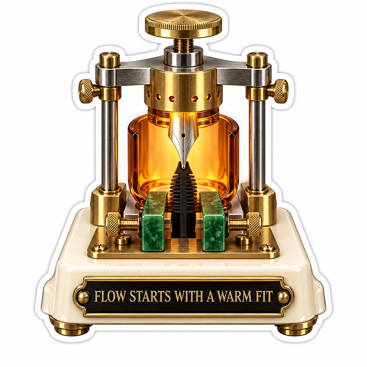 Brass Pen Assembly Press With Amber Chamber Art Vinyl Decal Stickers