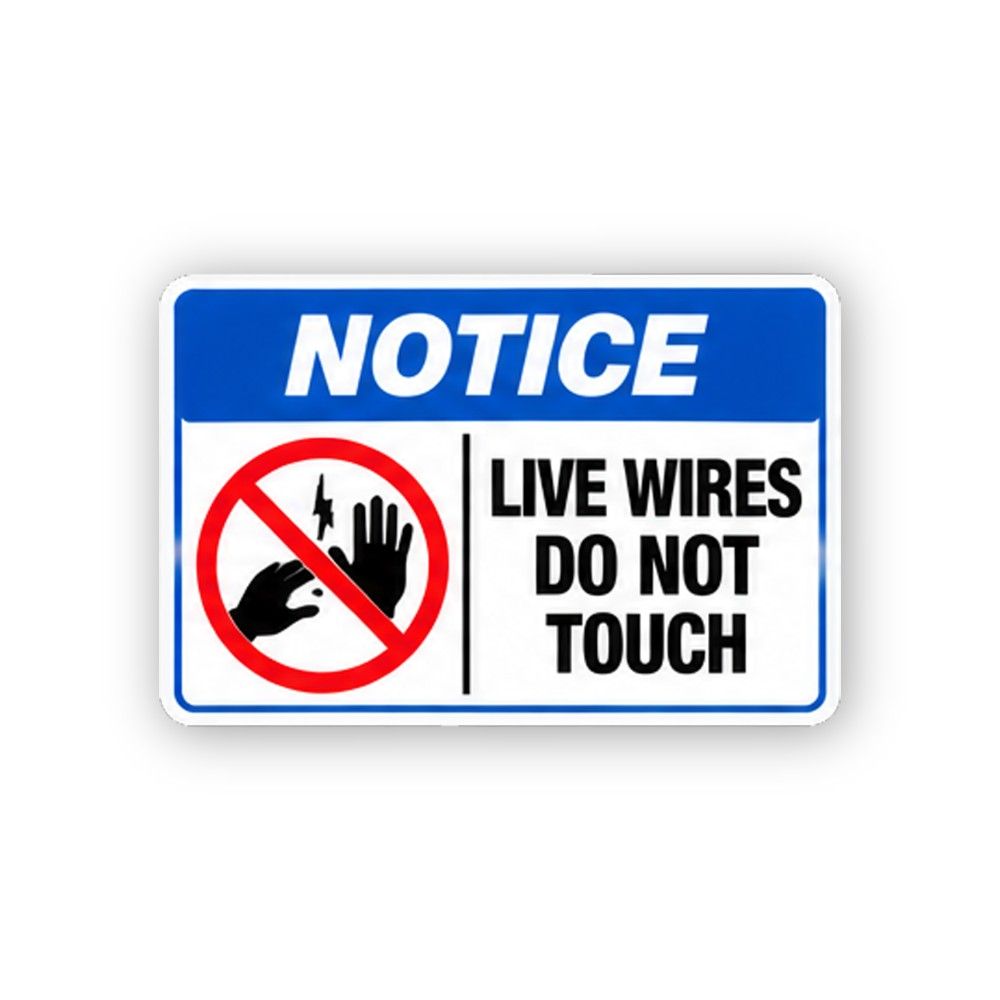 Blue Notice Live Wires Crossed Hands Panel Vinyl Decal Stickers