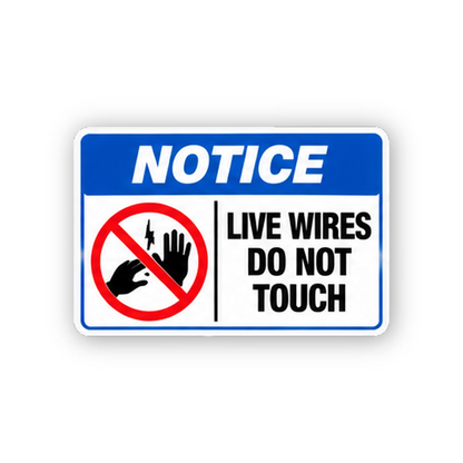 Blue Notice Live Wires Crossed Hands Panel Vinyl Decal Stickers