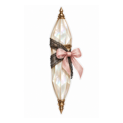 Pearl Pointed Ornament Pink Bow Art Vinyl Decal Stickers