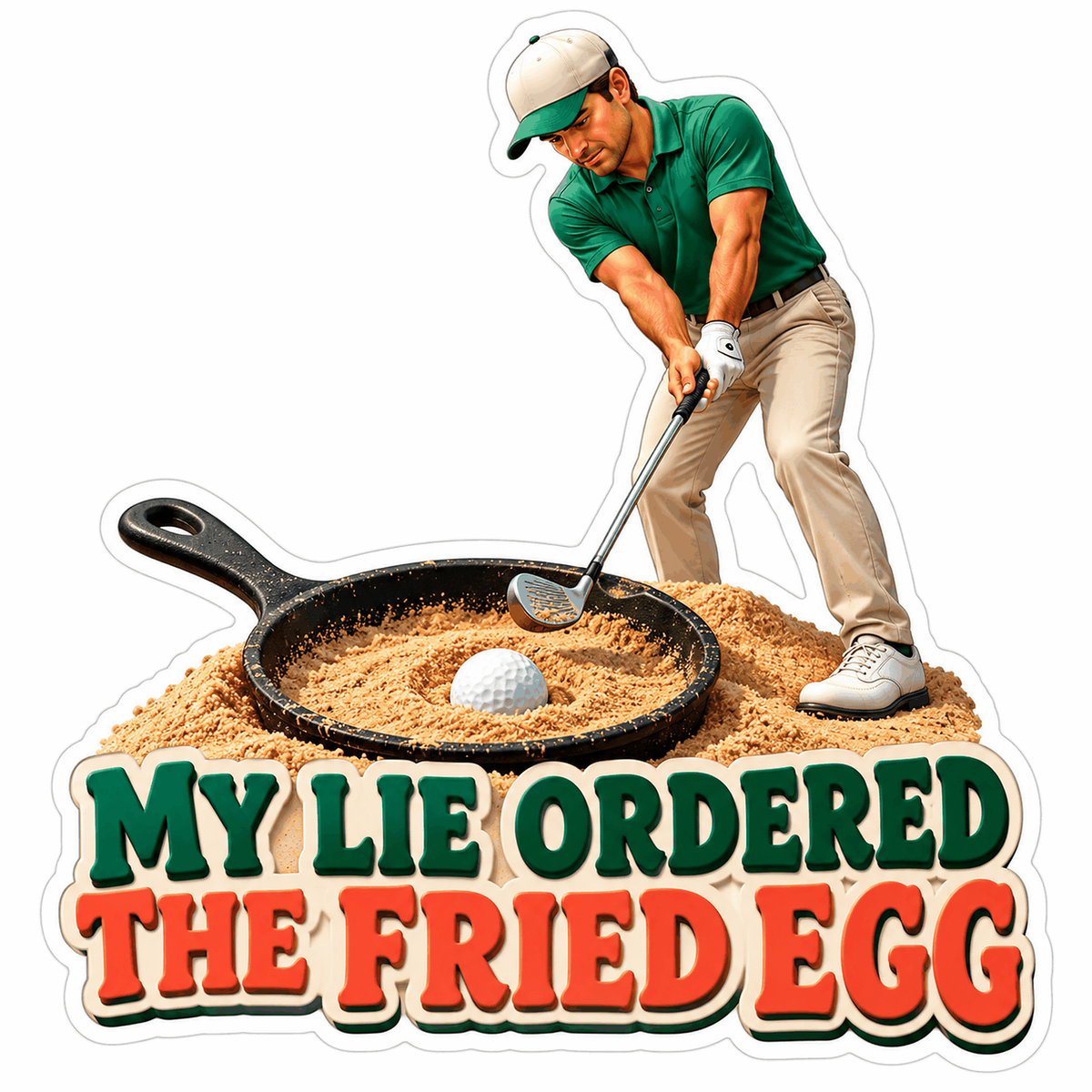 Golfer Sand Filled Frying Pan Quote Art Vinyl Decal Stickers