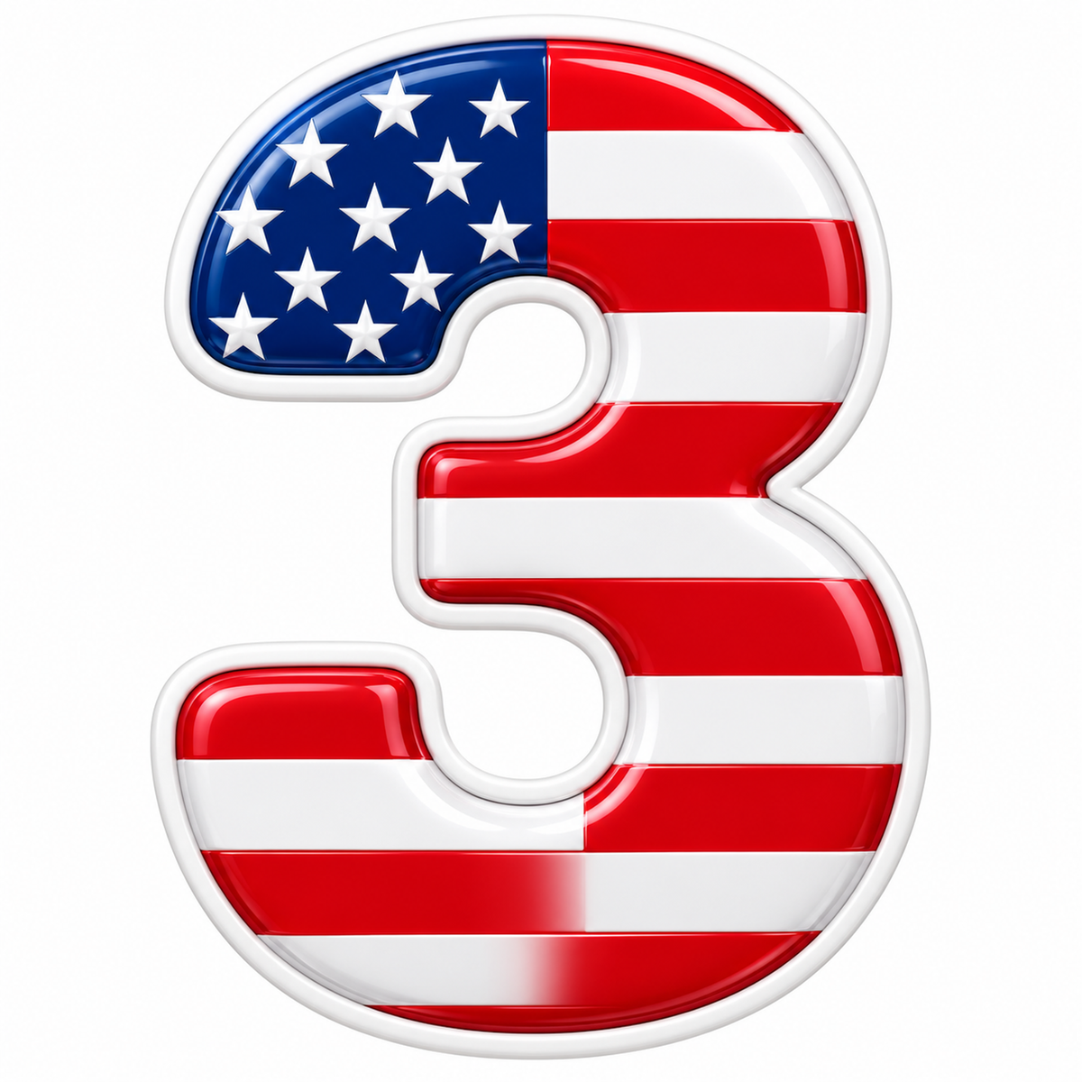 Glossy US Flag Number Three Vinyl Decal Stickers