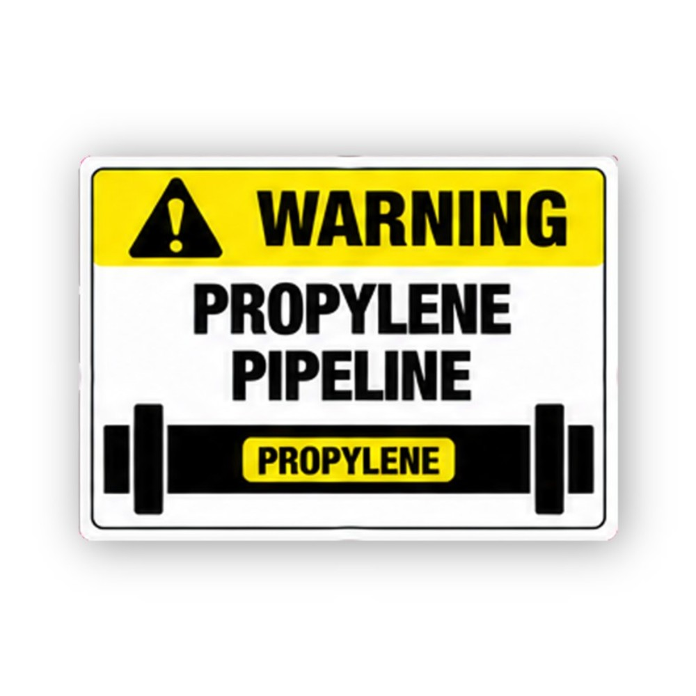 Yellow Propylene Pipeline Text Panel Vinyl Decal Stickers