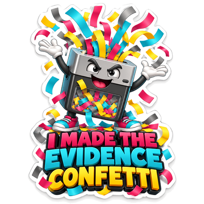 Black Shredder with Raised Hands and Confetti Vinyl Decal Stickers