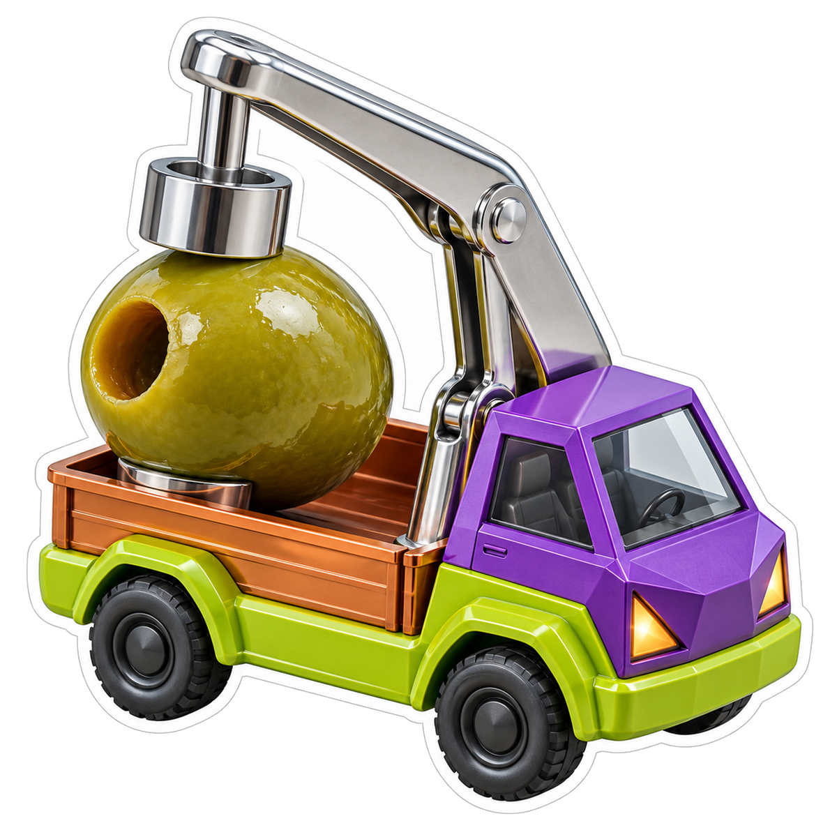 Purple Green Truck Giant Olive Pitter Art Vinyl Decal Stickers