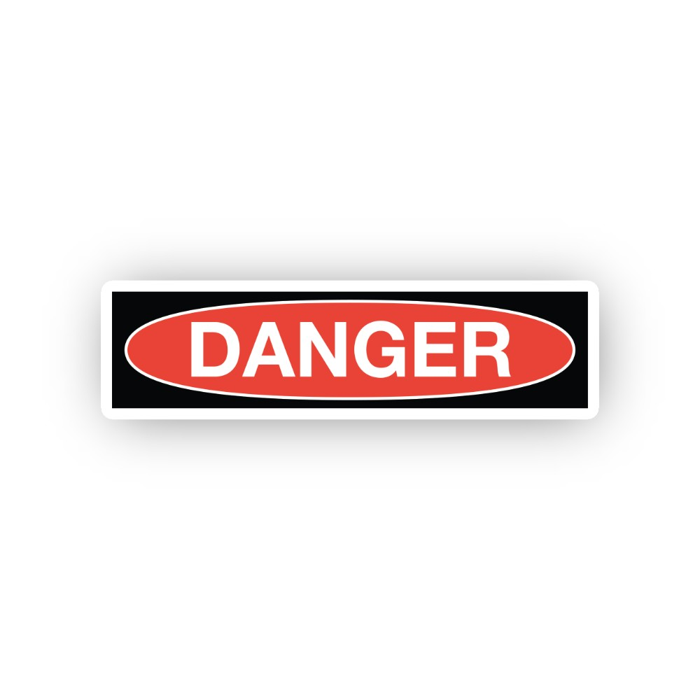 Red Oval Danger Black Narrow Panel Vinyl Decal Stickers
