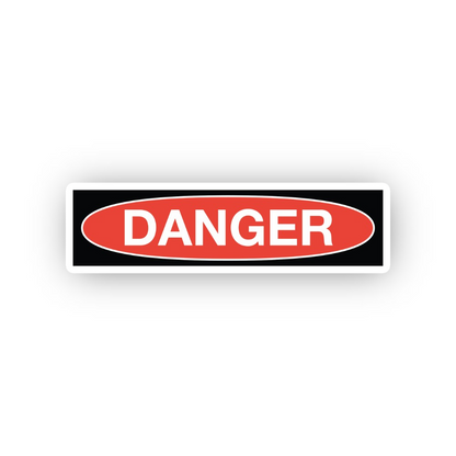 Red Oval Danger Black Narrow Panel Vinyl Decal Stickers