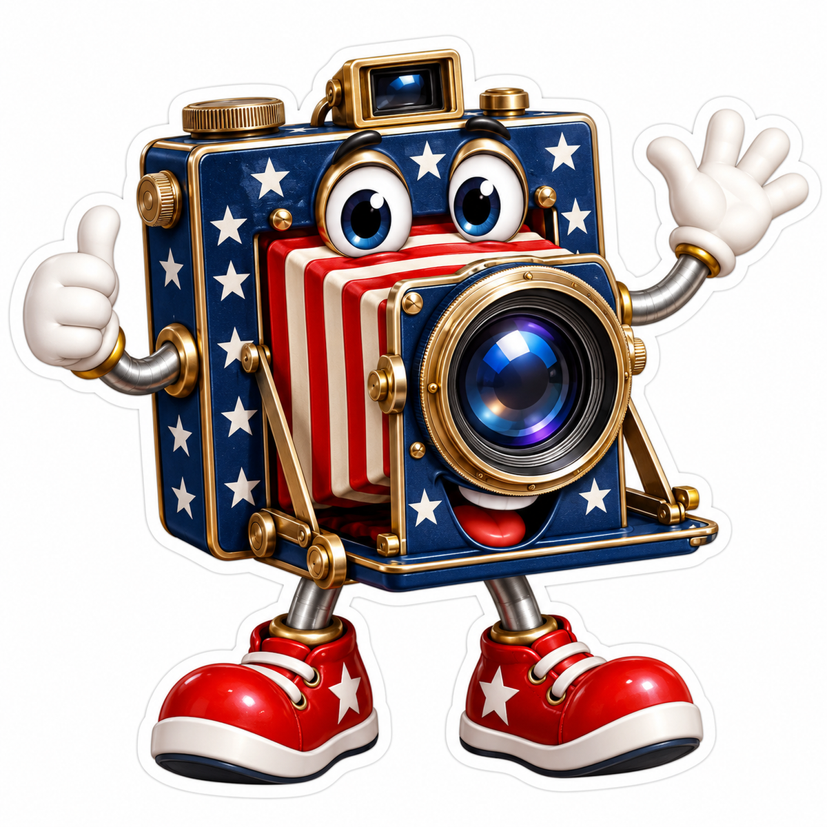 Smiling Patriotic Vintage Camera Art Vinyl Decal Stickers
