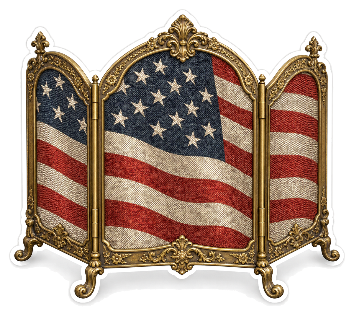 US Flag Ornate Fireplace Screen Art Vinyl Decal Stickers