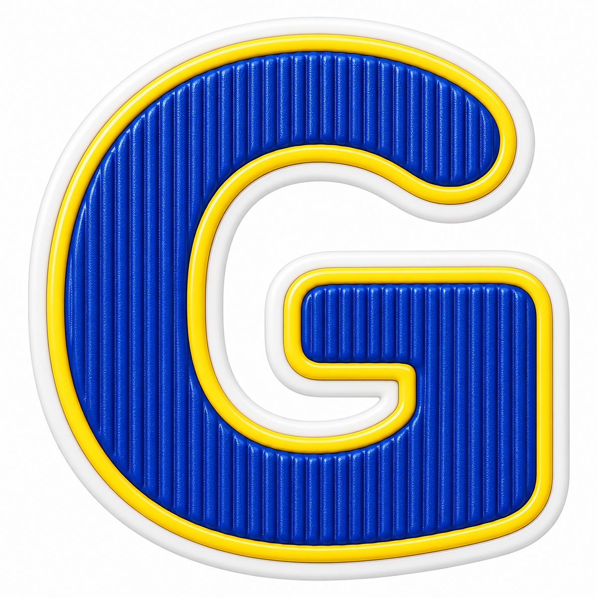 Blue Ribbed Yellow Border Letter G Art Vinyl Decal Stickers