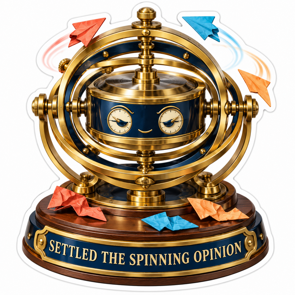 Gold Spinning Compass and Paper Planes Art Vinyl Decal Stickers