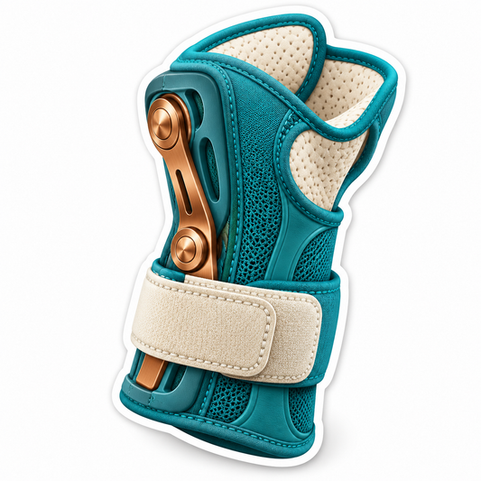 Teal Fabric Cuff with Cream Strap and Gold Trim Vinyl Decal Stickers