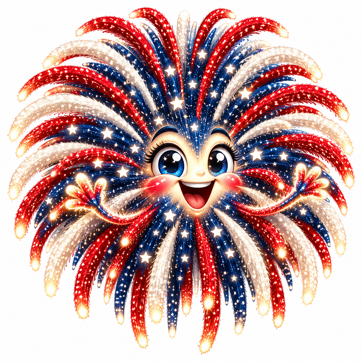 Smiling Red White and Blue Firework Burst Vinyl Decal Stickers