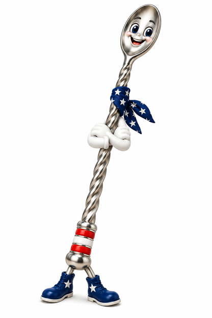 Patriotic Long Twisted Bar Spoon Character Art Vinyl Decal Stickers