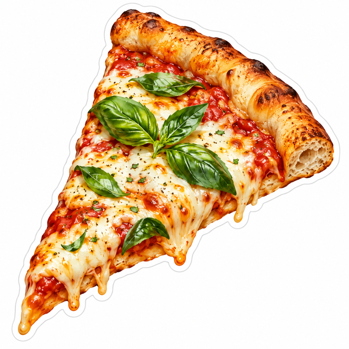 Basil Cheese Pizza Slice Vinyl Decal Stickers