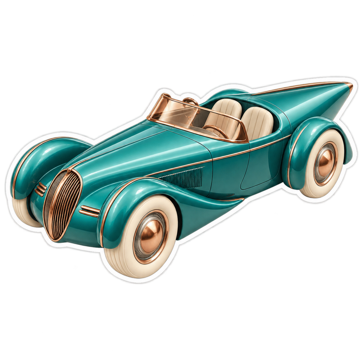 Teal Copper Boattail Roadster Art Vinyl Decal Stickers